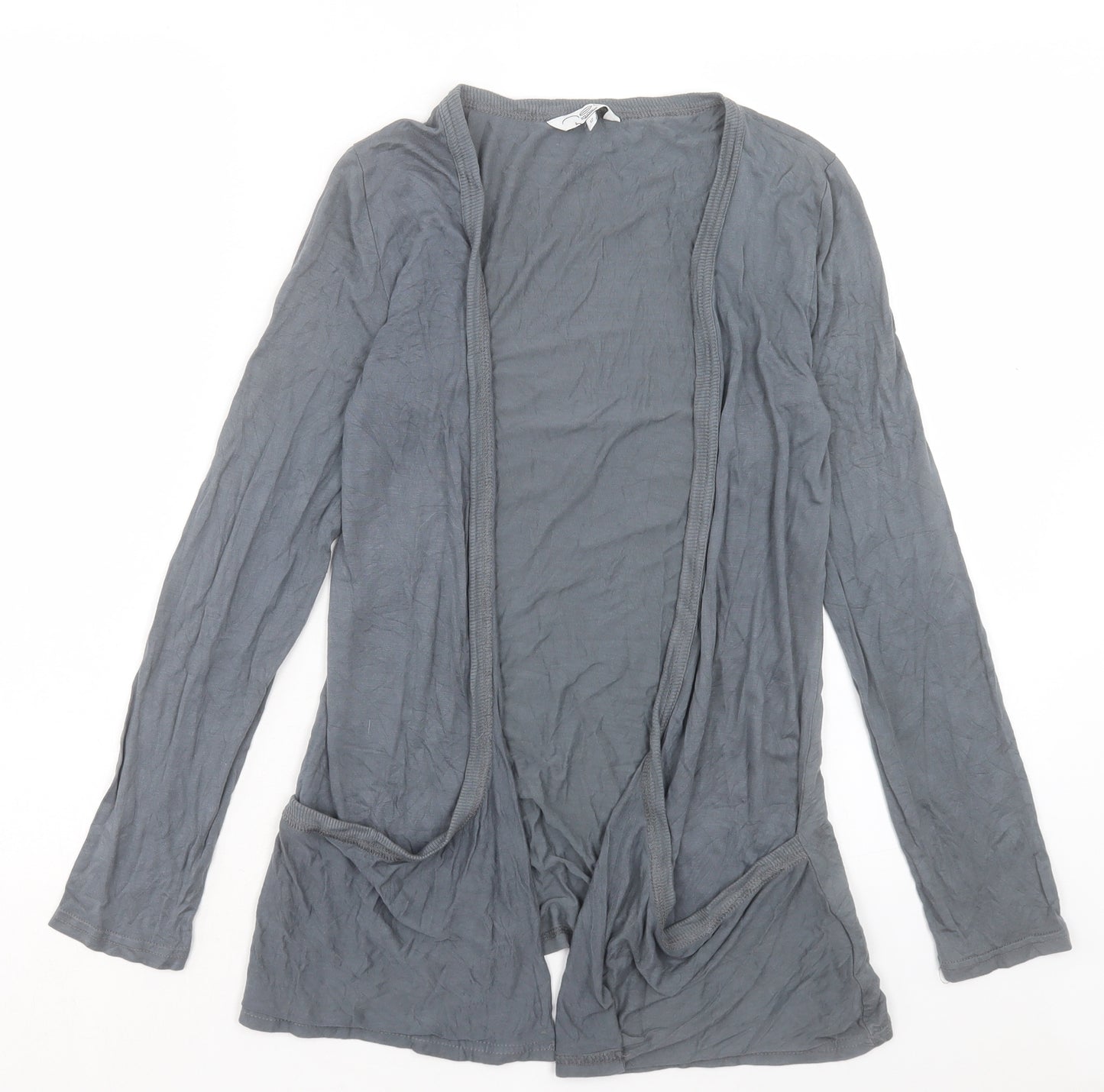 New Look Womens Grey V-Neck Viscose Cardigan Jumper Size 12