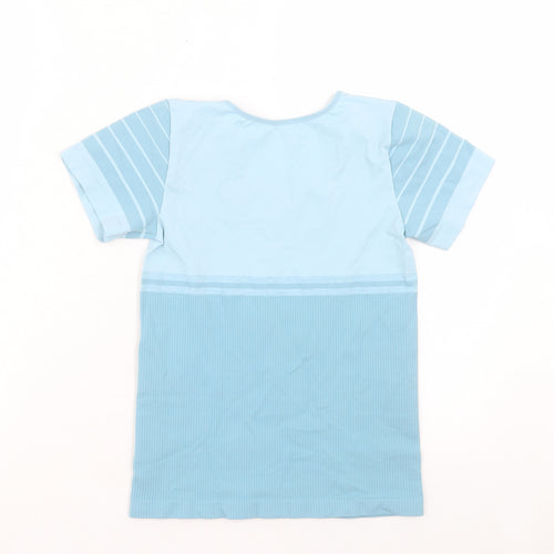 Levante Womens Blue Polyester Basic T-Shirt Size L Crew Neck Pullover - Compression