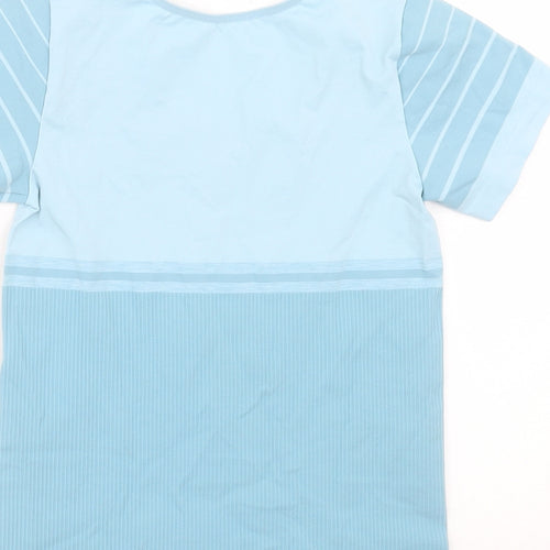 Levante Womens Blue Polyester Basic T-Shirt Size L Crew Neck Pullover - Compression
