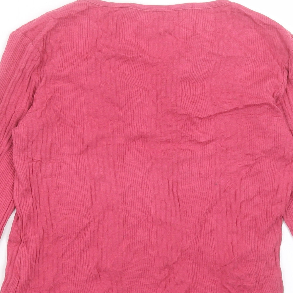 Dorothy Perkins Womens Pink Cotton Basic T-Shirt Size 14 V-Neck