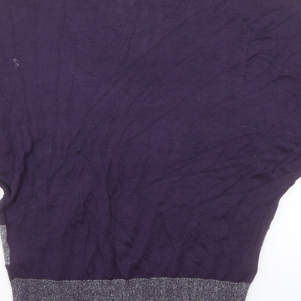 Klass Womens Purple Viscose Basic T-Shirt Size XL V-Neck