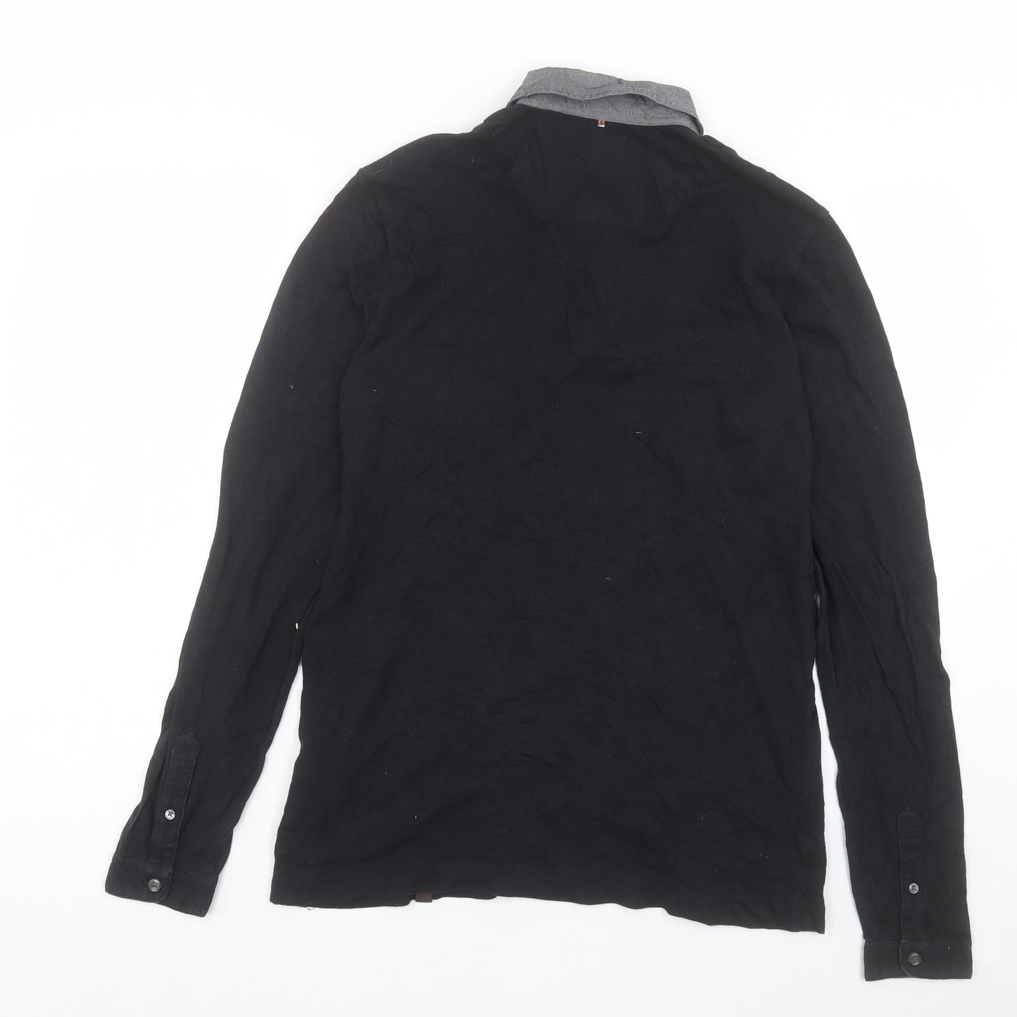 Pretty Green Mens Black Cotton Polo Size S Collared Button