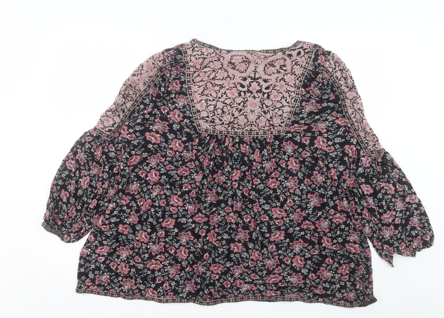 Monsoon Womens Pink Floral Viscose Basic Blouse Size 20 V-Neck