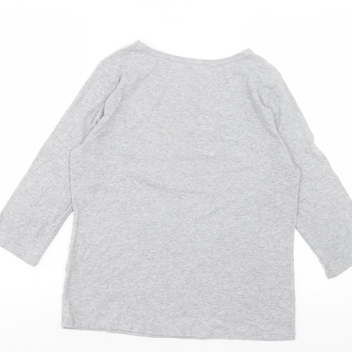 Authentics Womens Grey Polyester Basic T-Shirt Size 14 Crew Neck