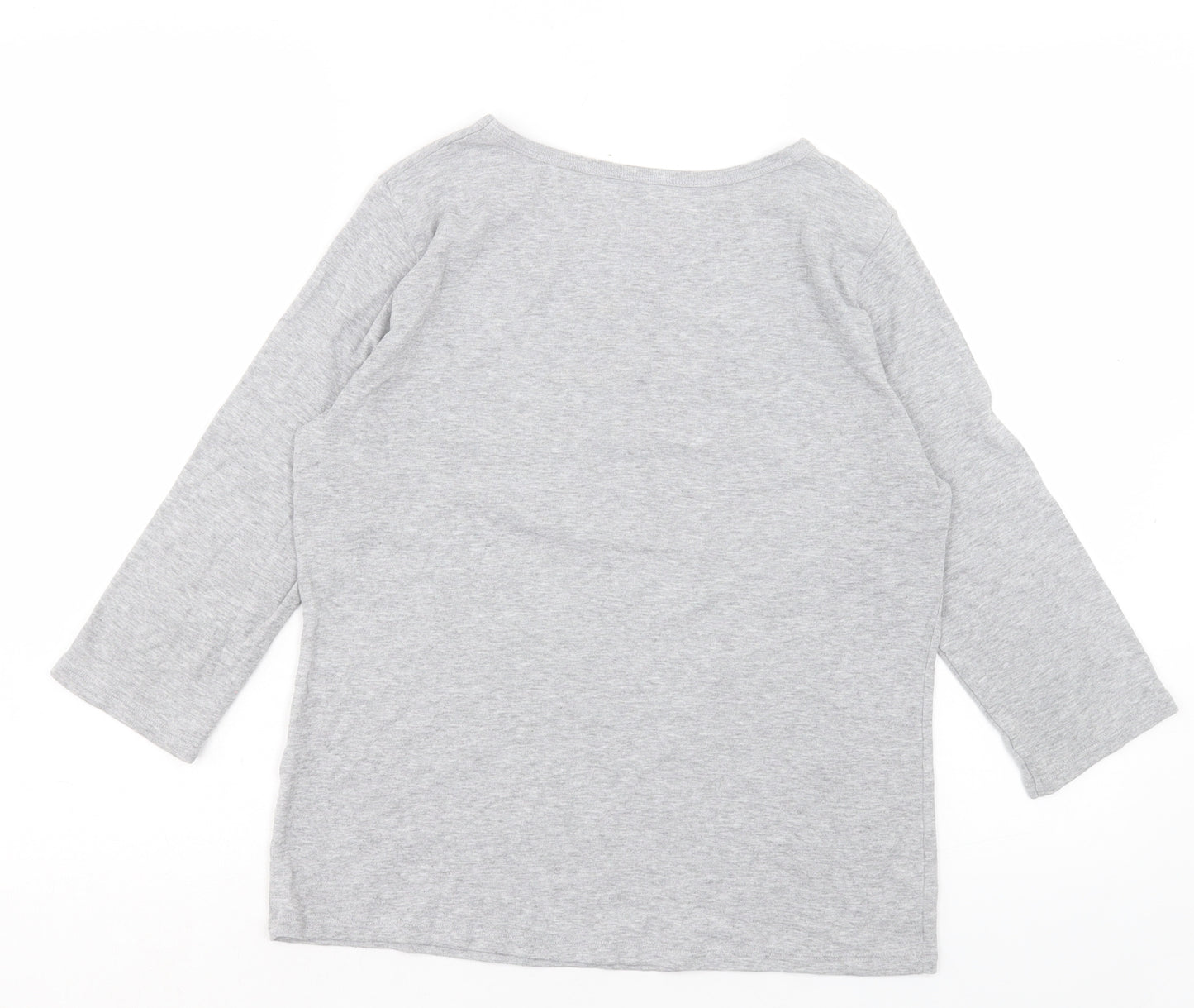 Authentics Womens Grey Polyester Basic T-Shirt Size 14 Crew Neck