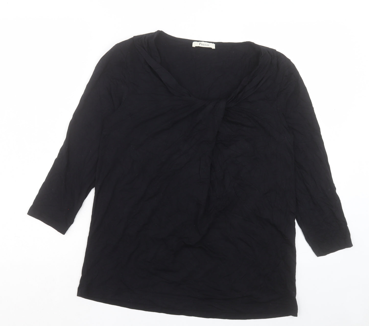 Precis Womens Black Viscose Basic T-Shirt Size S Scoop Neck