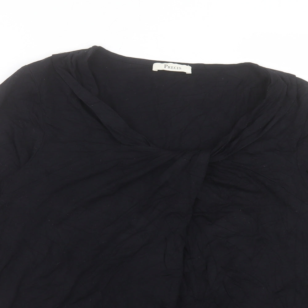 Precis Womens Black Viscose Basic T-Shirt Size S Scoop Neck