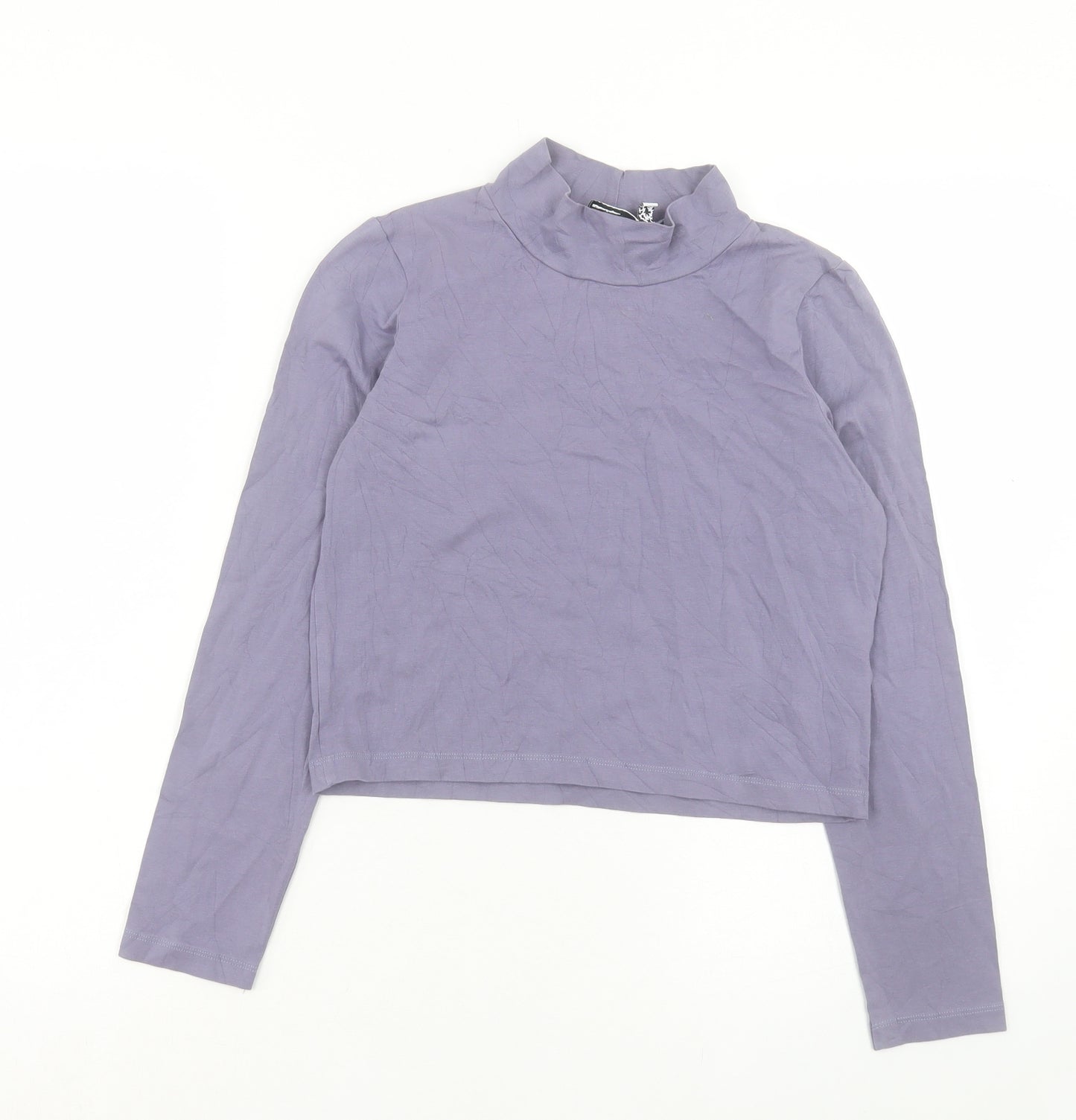 ASOS Womens Purple Cotton Cropped T-Shirt Size 14 High Neck