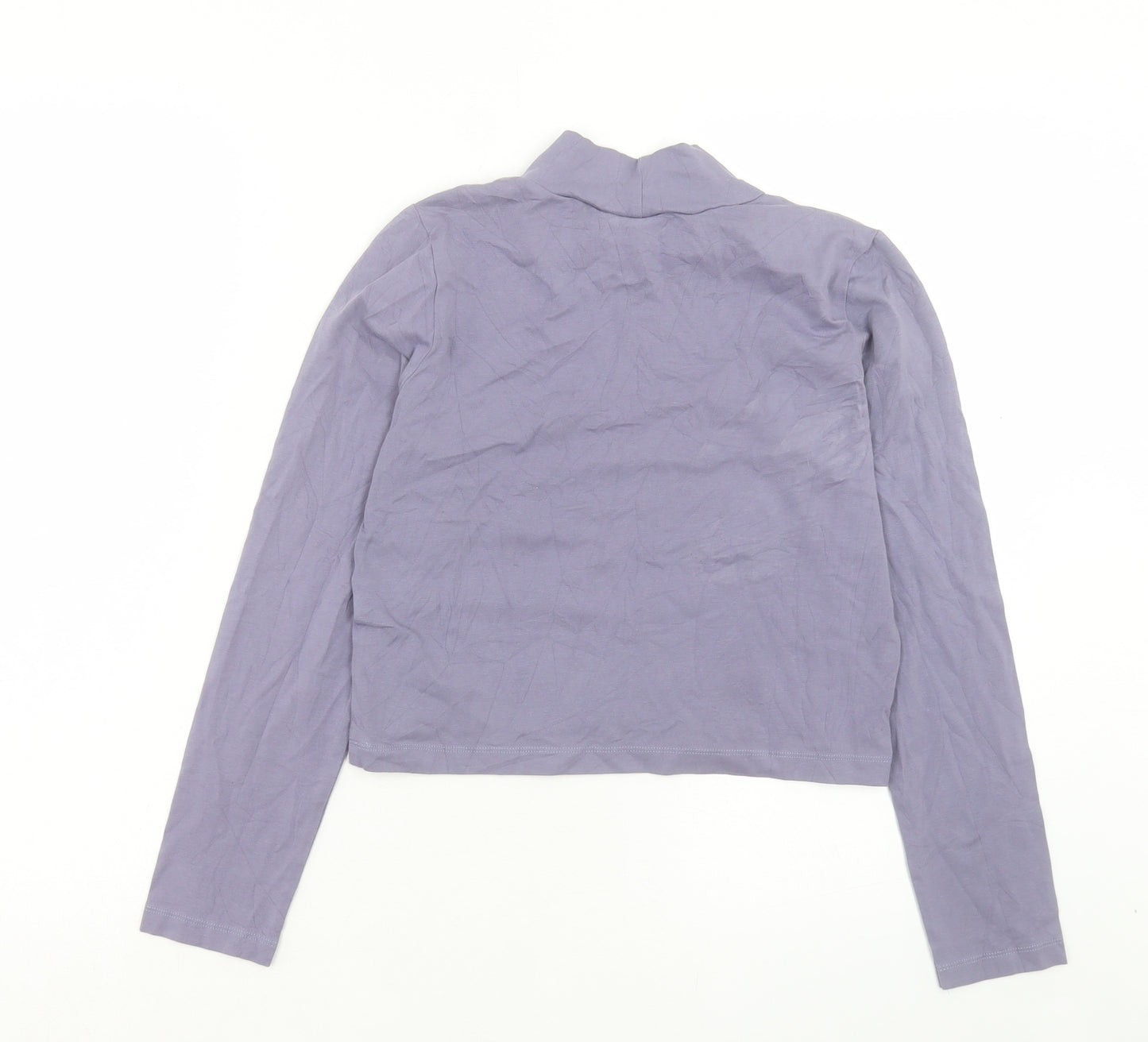 ASOS Womens Purple Cotton Cropped T-Shirt Size 14 High Neck