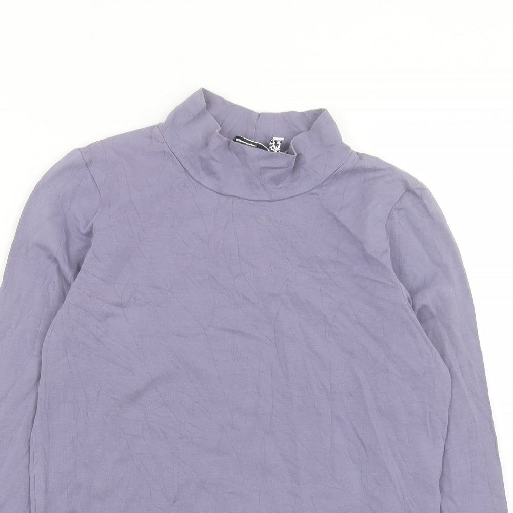 ASOS Womens Purple Cotton Cropped T-Shirt Size 14 High Neck