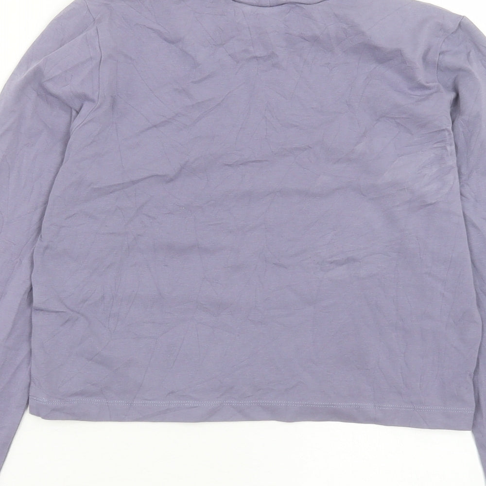 ASOS Womens Purple Cotton Cropped T-Shirt Size 14 High Neck