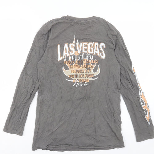 Nasty Gal Womens Grey Polyester Basic T-Shirt Size 8 Crew Neck - Las Vegas