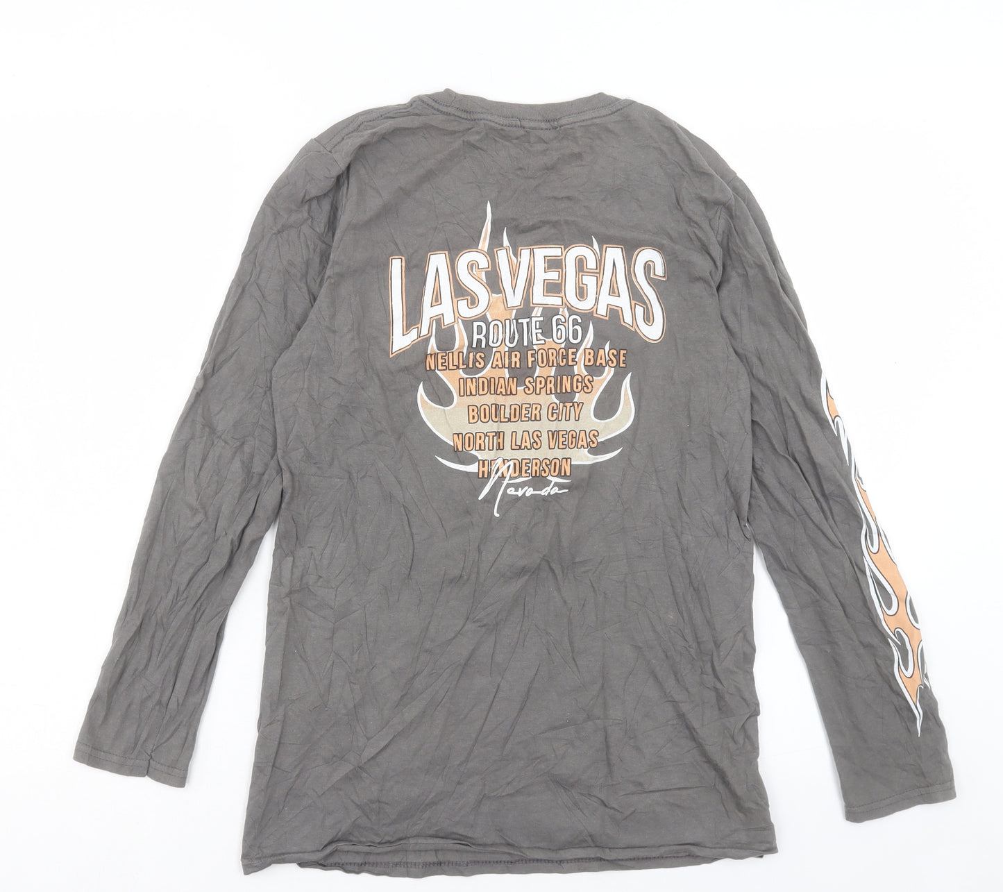 Nasty Gal Womens Grey Polyester Basic T-Shirt Size 8 Crew Neck - Las Vegas