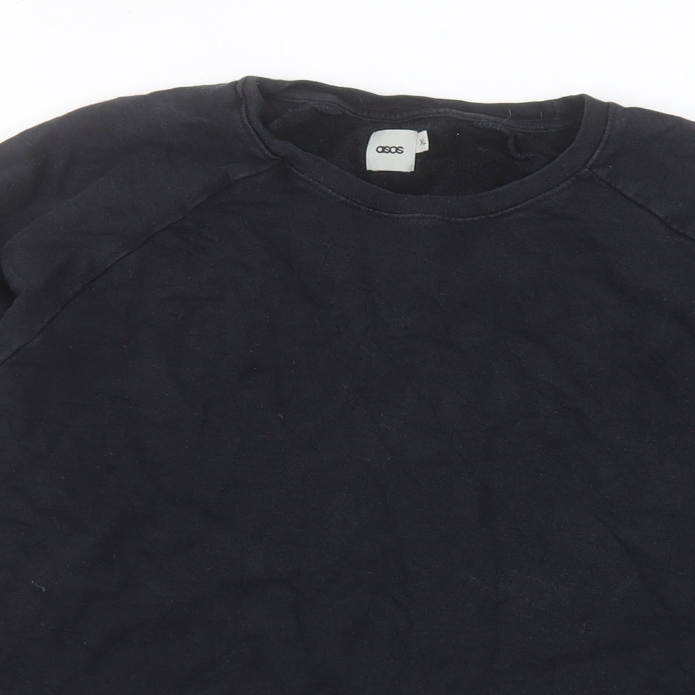 ASOS Mens Black Cotton Pullover Sweatshirt Size XL