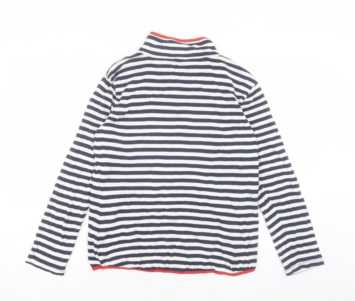 George Womens White Striped Cotton Pullover Sweatshirt Size 12 Button