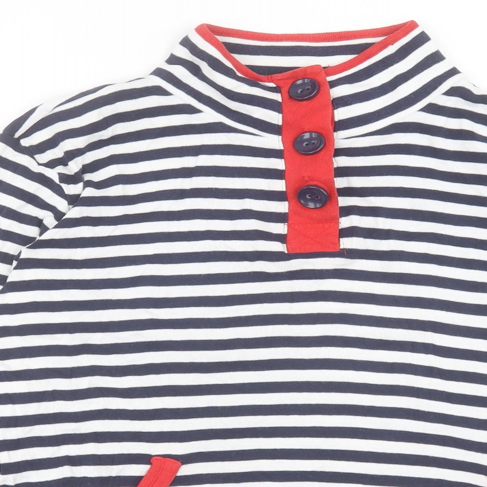 George Womens White Striped Cotton Pullover Sweatshirt Size 12 Button