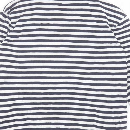 George Womens White Striped Cotton Pullover Sweatshirt Size 12 Button