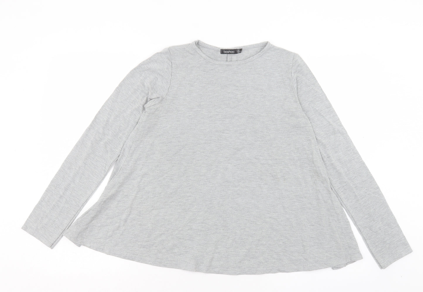 Boohoo Womens Grey Polyester Basic T-Shirt Size 10 Crew Neck