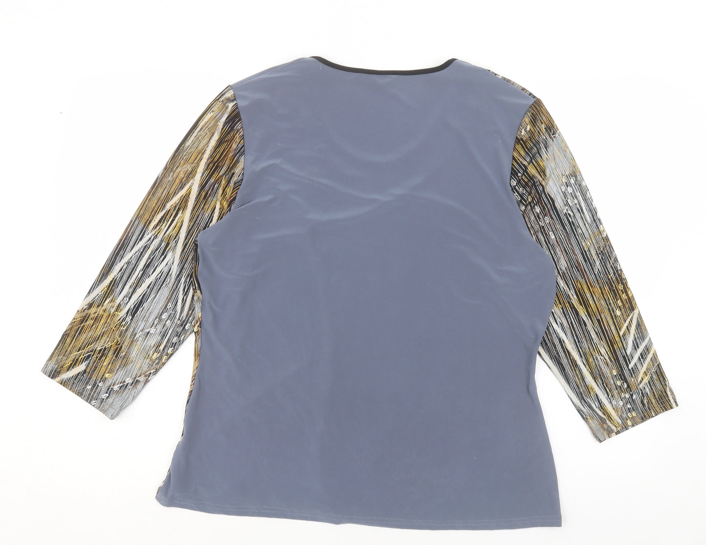 Jenny Lloyd Womens Multicoloured Geometric Polyester Basic T-Shirt Size 18 Scoop Neck