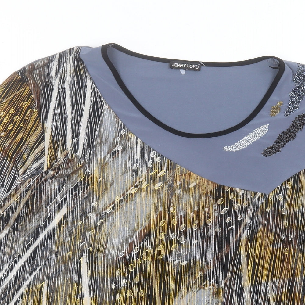 Jenny Lloyd Womens Multicoloured Geometric Polyester Basic T-Shirt Size 18 Scoop Neck