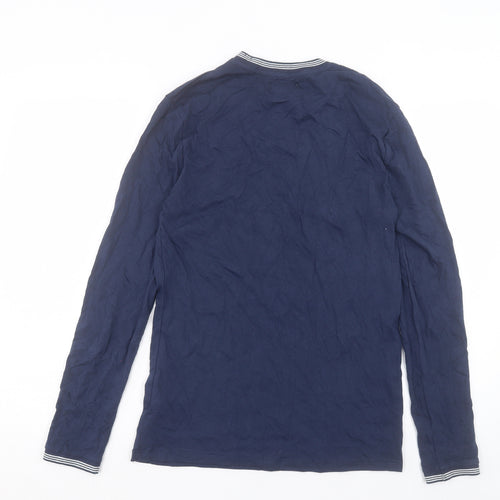 Topman Mens Blue Striped Cotton T-Shirt Size S Crew Neck