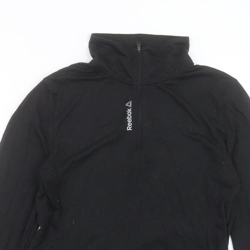 Reebok Mens Black Polyester Basic Casual Size M High Neck Zip