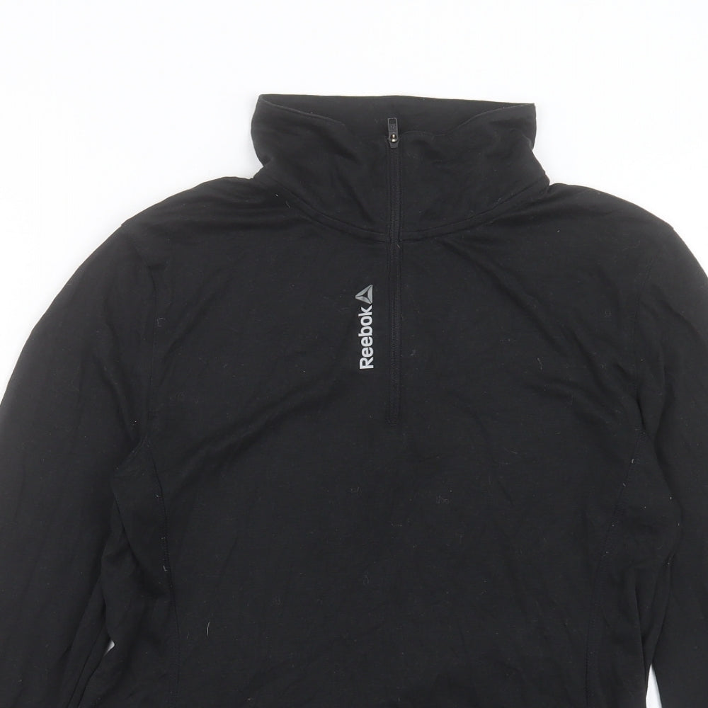 Reebok Mens Black Polyester Basic Casual Size M High Neck Zip