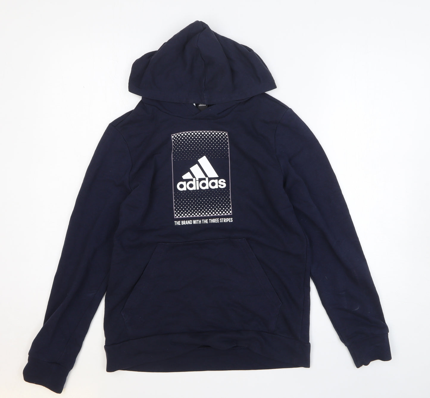 adidas Boys Blue Cotton Pullover Hoodie Size 13-14 Years
