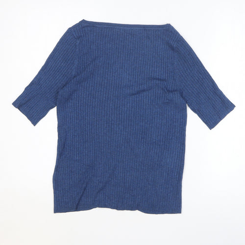 Marks and Spencer Womens Blue Viscose Basic T-Shirt Size 14 Round Neck