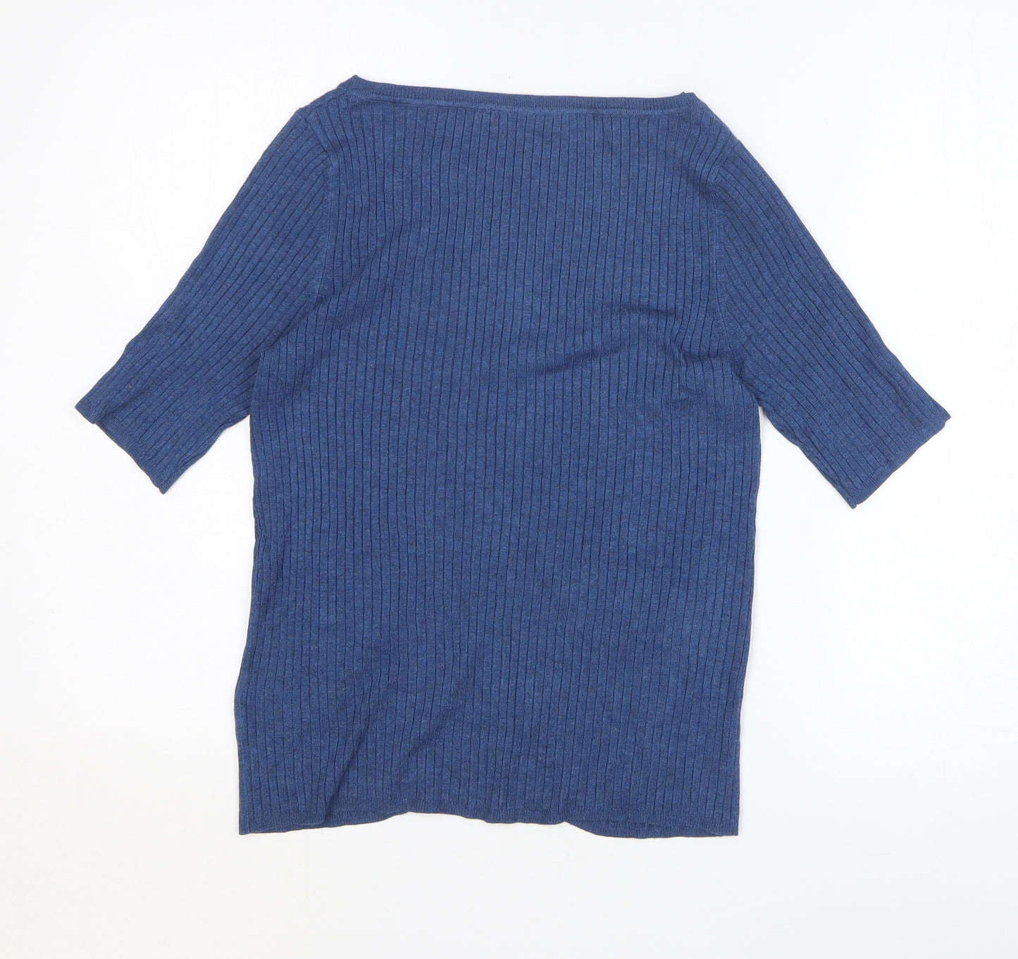 Marks and Spencer Womens Blue Viscose Basic T-Shirt Size 14 Round Neck