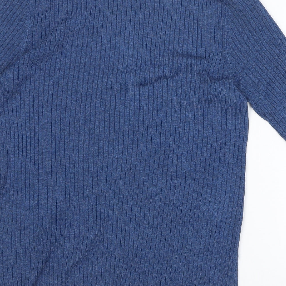 Marks and Spencer Womens Blue Viscose Basic T-Shirt Size 14 Round Neck