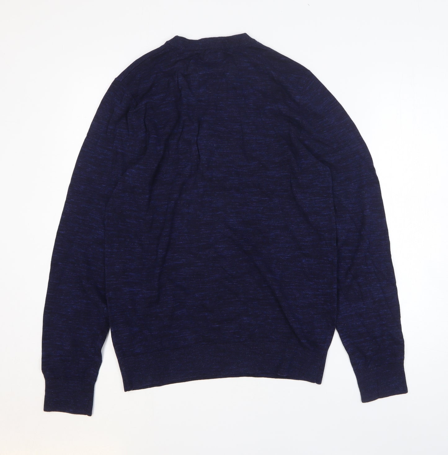 H&M Mens Blue Round Neck Cotton Pullover Jumper Size M