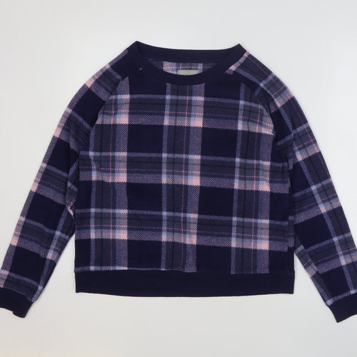 New Look Womens Blue Plaid 100% Polyester Pullover Sweatshirt Size M