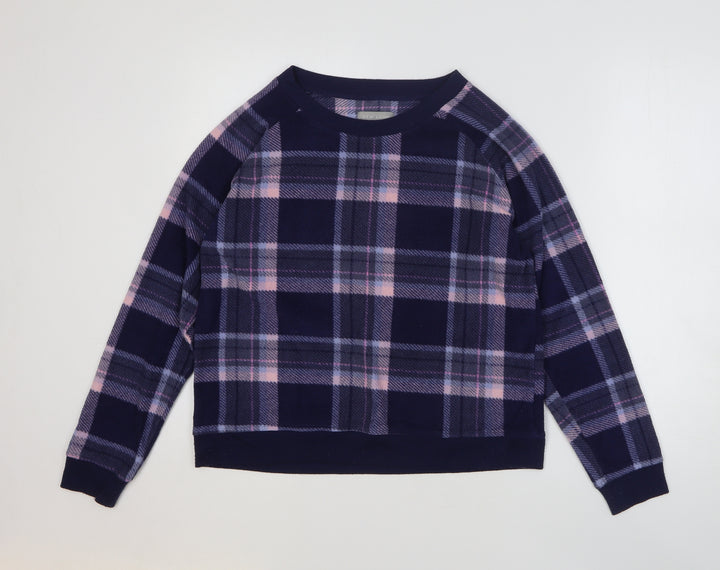 New Look Womens Blue Plaid 100% Polyester Pullover Sweatshirt Size M