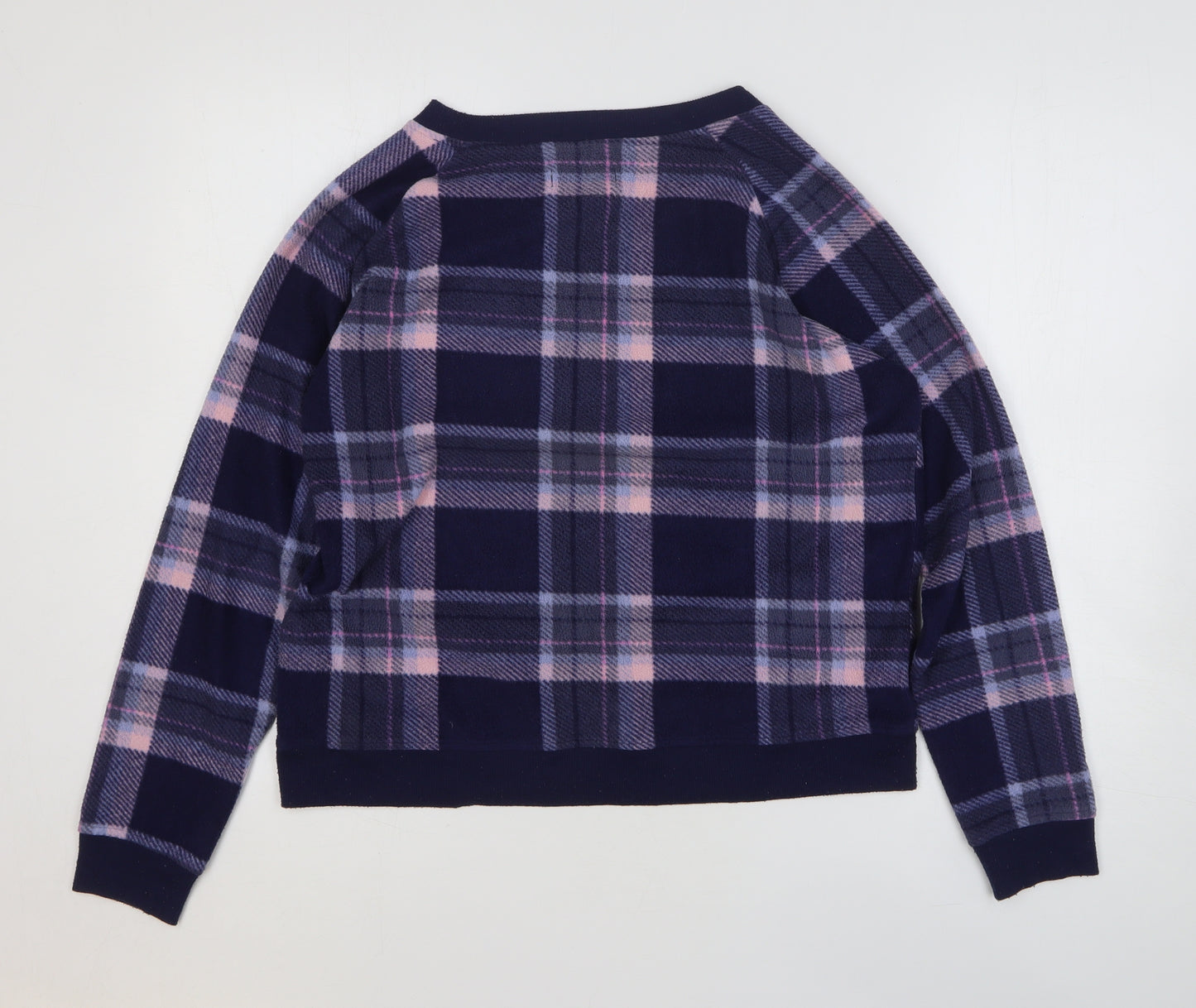 New Look Womens Blue Plaid 100% Polyester Pullover Sweatshirt Size M
