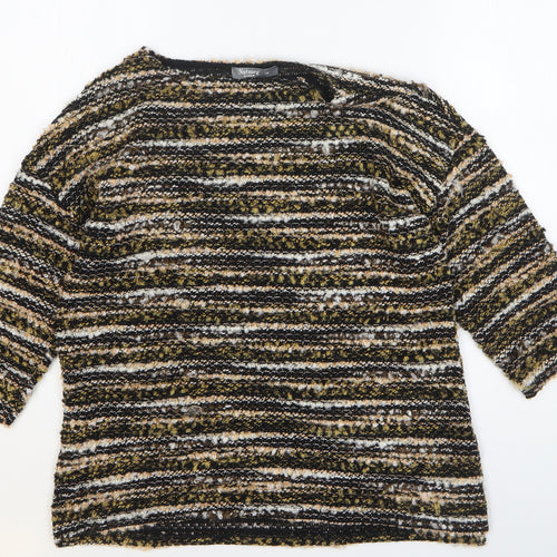 Nutmeg Womens Multicoloured Round Neck Striped Acrylic Pullover Jumper Size 10