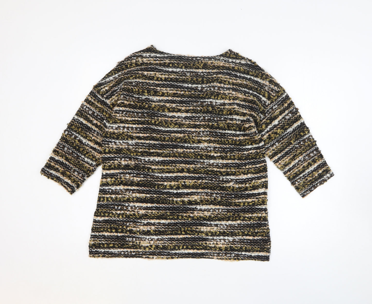 Nutmeg Womens Multicoloured Round Neck Striped Acrylic Pullover Jumper Size 10