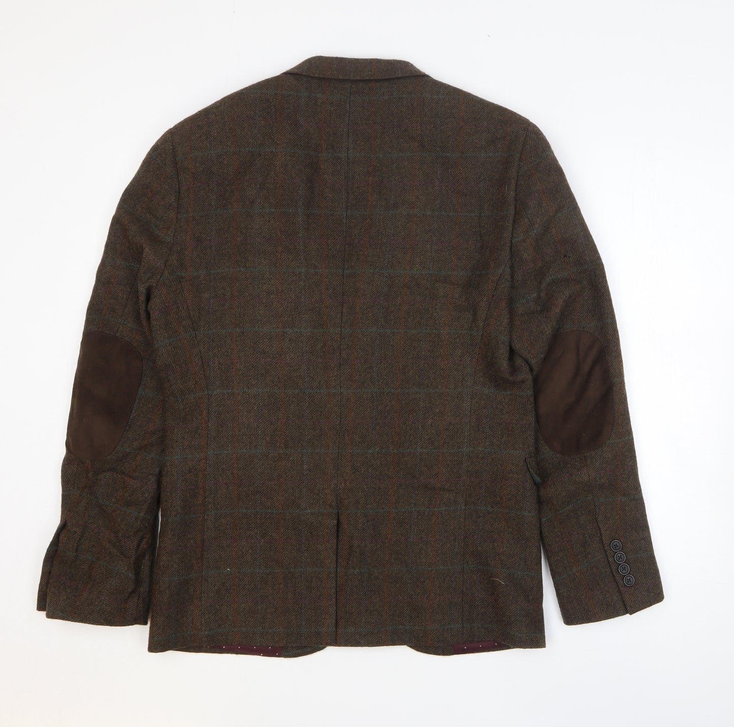 NEXT Mens Brown Plaid Wool Jacket Suit Jacket Size 38