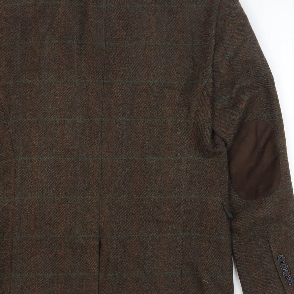 NEXT Mens Brown Plaid Wool Jacket Suit Jacket Size 38