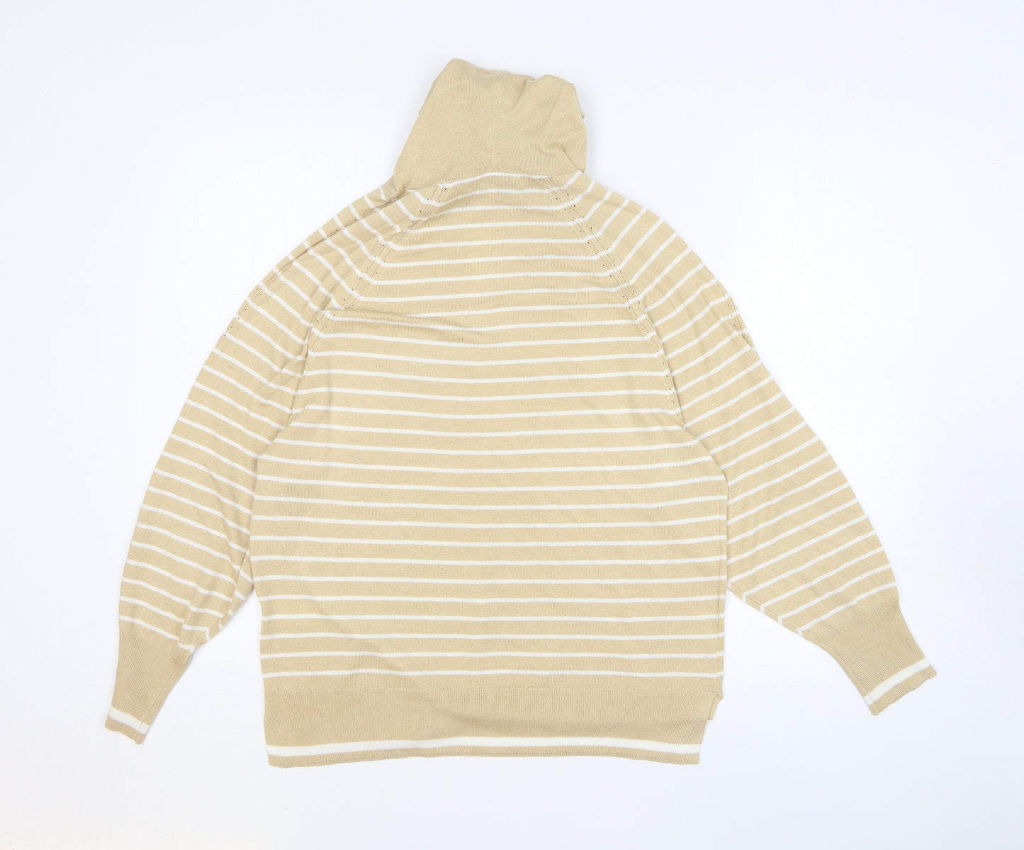 NEXT Womens Beige Striped Polyester Pullover Hoodie Size 12 Pullover