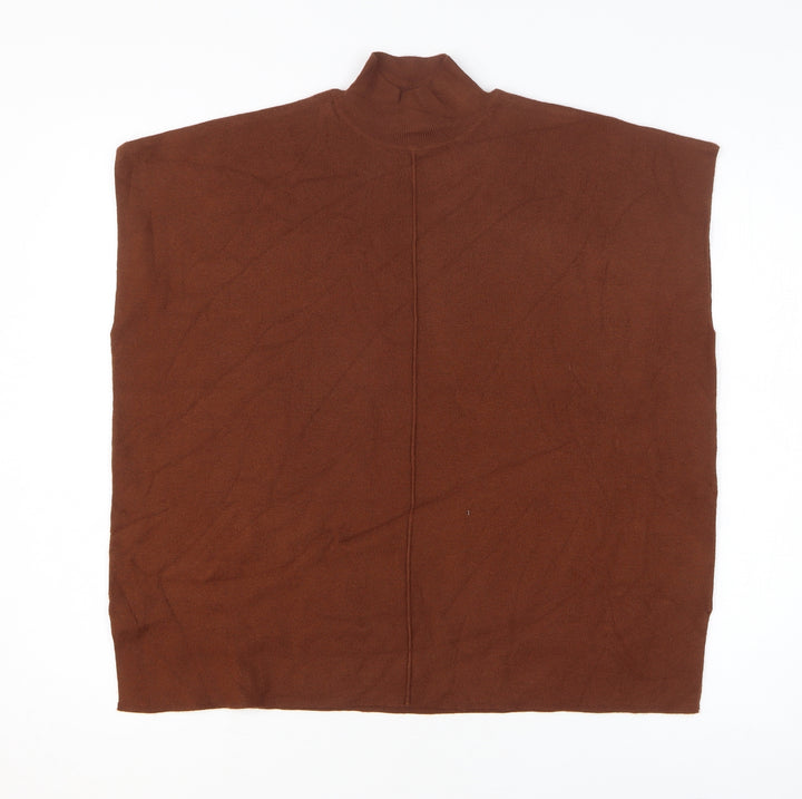 F&F Womens Brown Viscose Basic T-Shirt Size S High Neck