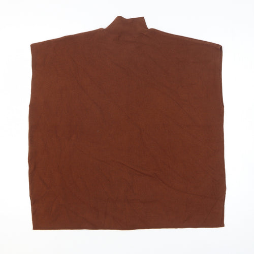 F&F Womens Brown Viscose Basic T-Shirt Size S High Neck