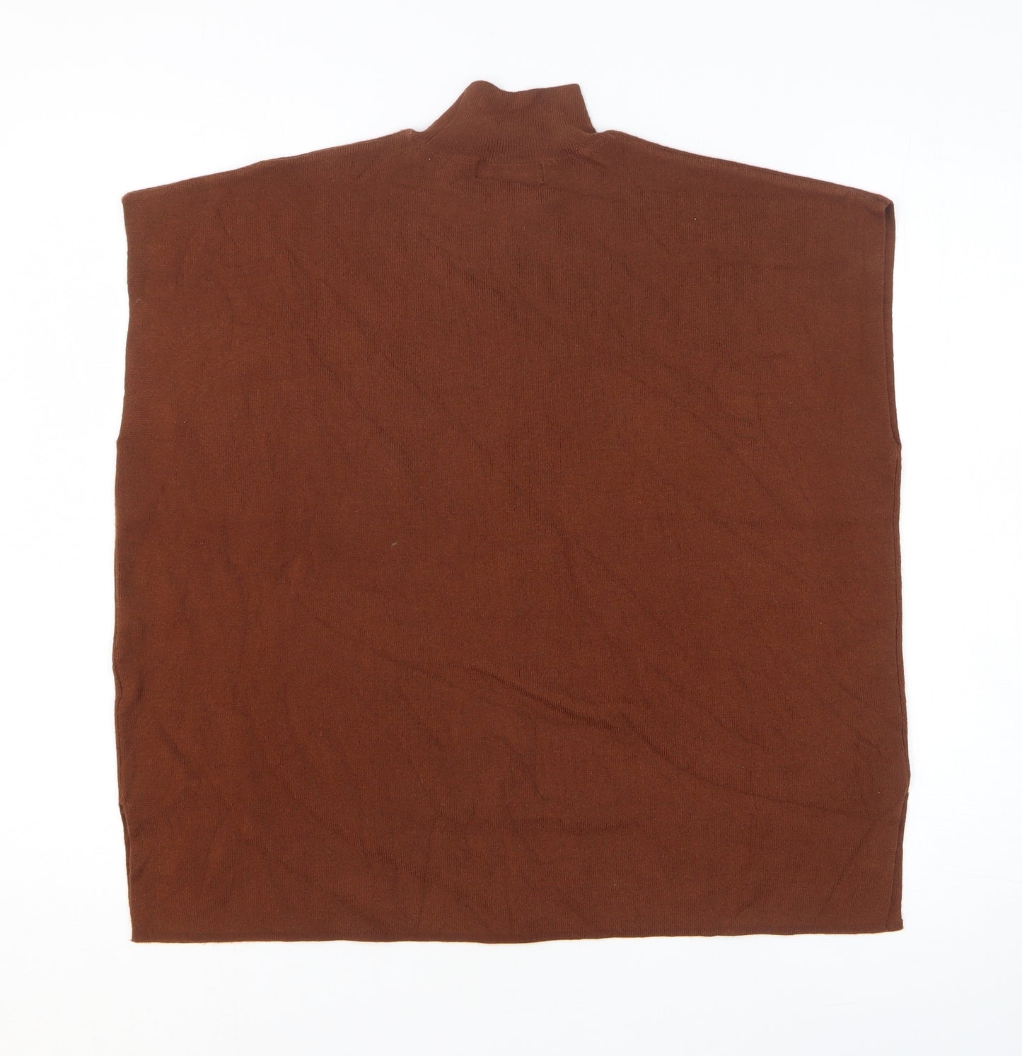 F&F Womens Brown Viscose Basic T-Shirt Size S High Neck