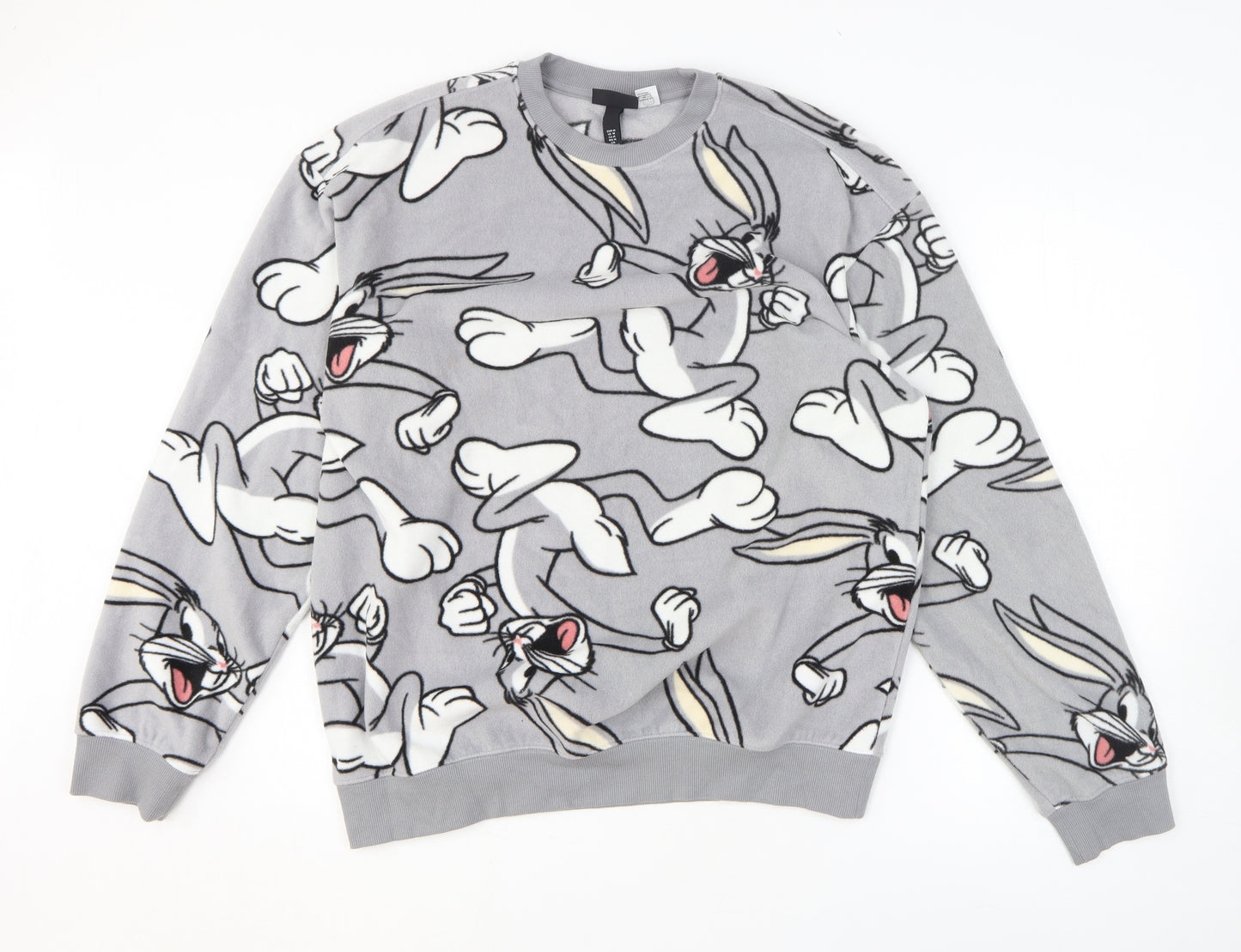 H&M Womens Grey Geometric 100% Polyester Pullover Sweatshirt Size M Pullover - Bugs Bunny