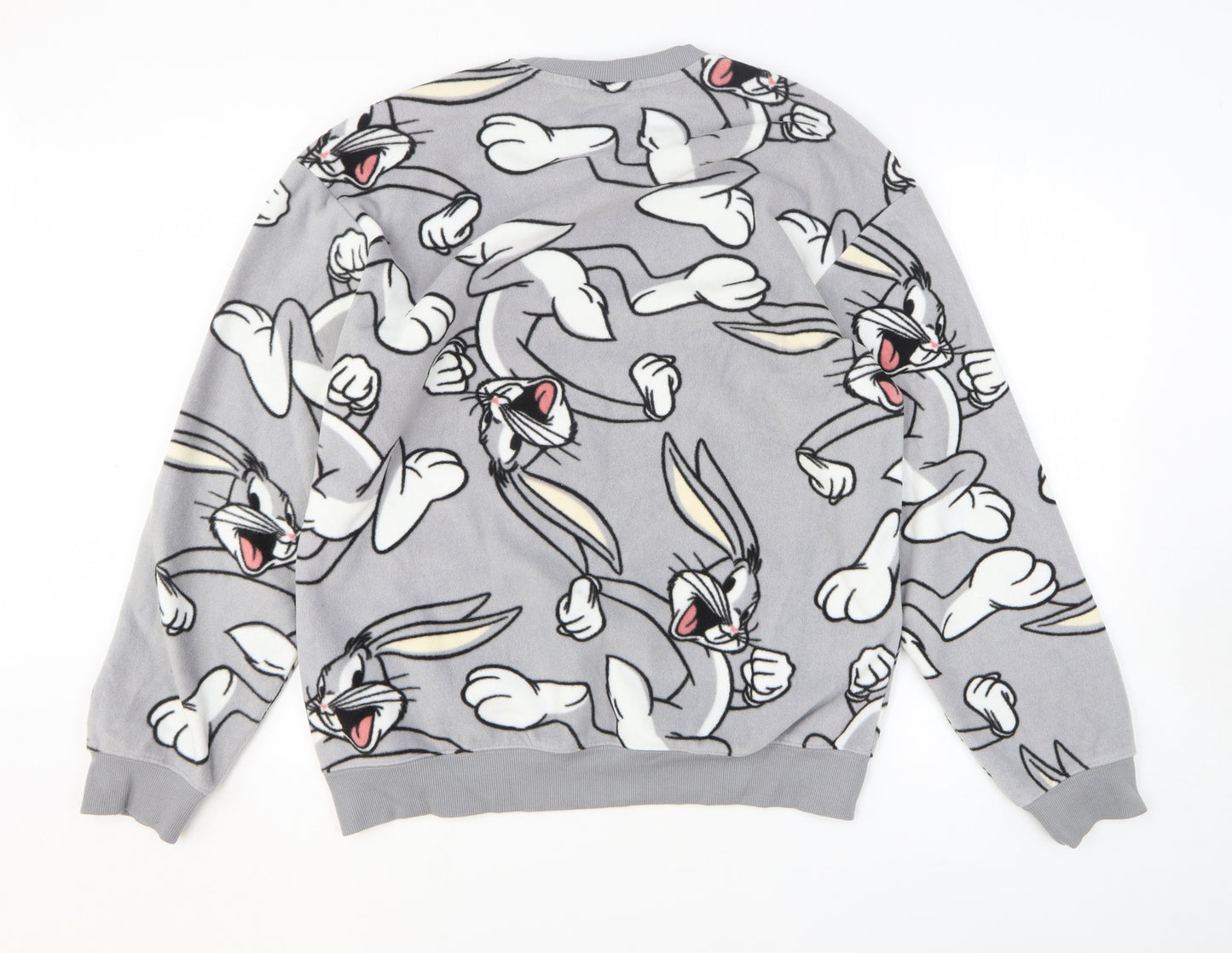 H&M Womens Grey Geometric 100% Polyester Pullover Sweatshirt Size M Pullover - Bugs Bunny