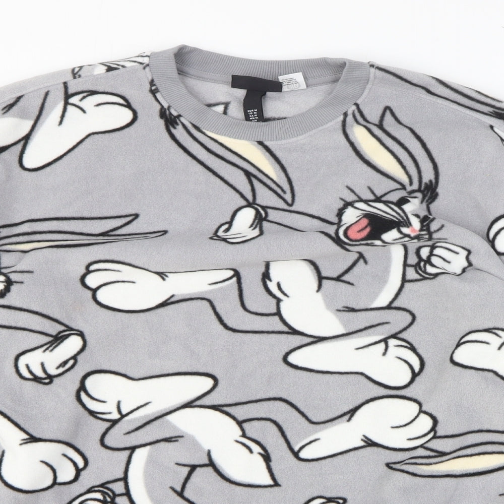 H&M Womens Grey Geometric 100% Polyester Pullover Sweatshirt Size M Pullover - Bugs Bunny