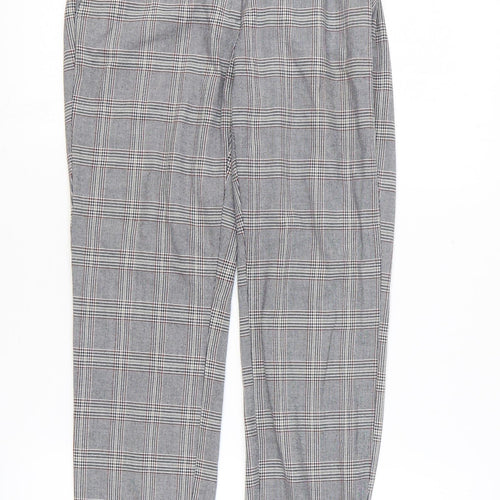 Zara Mens Grey Plaid Polyester Chino Trousers Size M L27 in Regular Zip