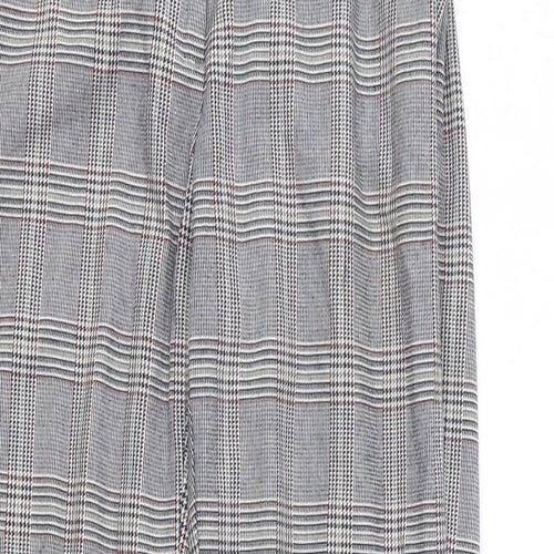 Zara Mens Grey Plaid Polyester Chino Trousers Size M L27 in Regular Zip
