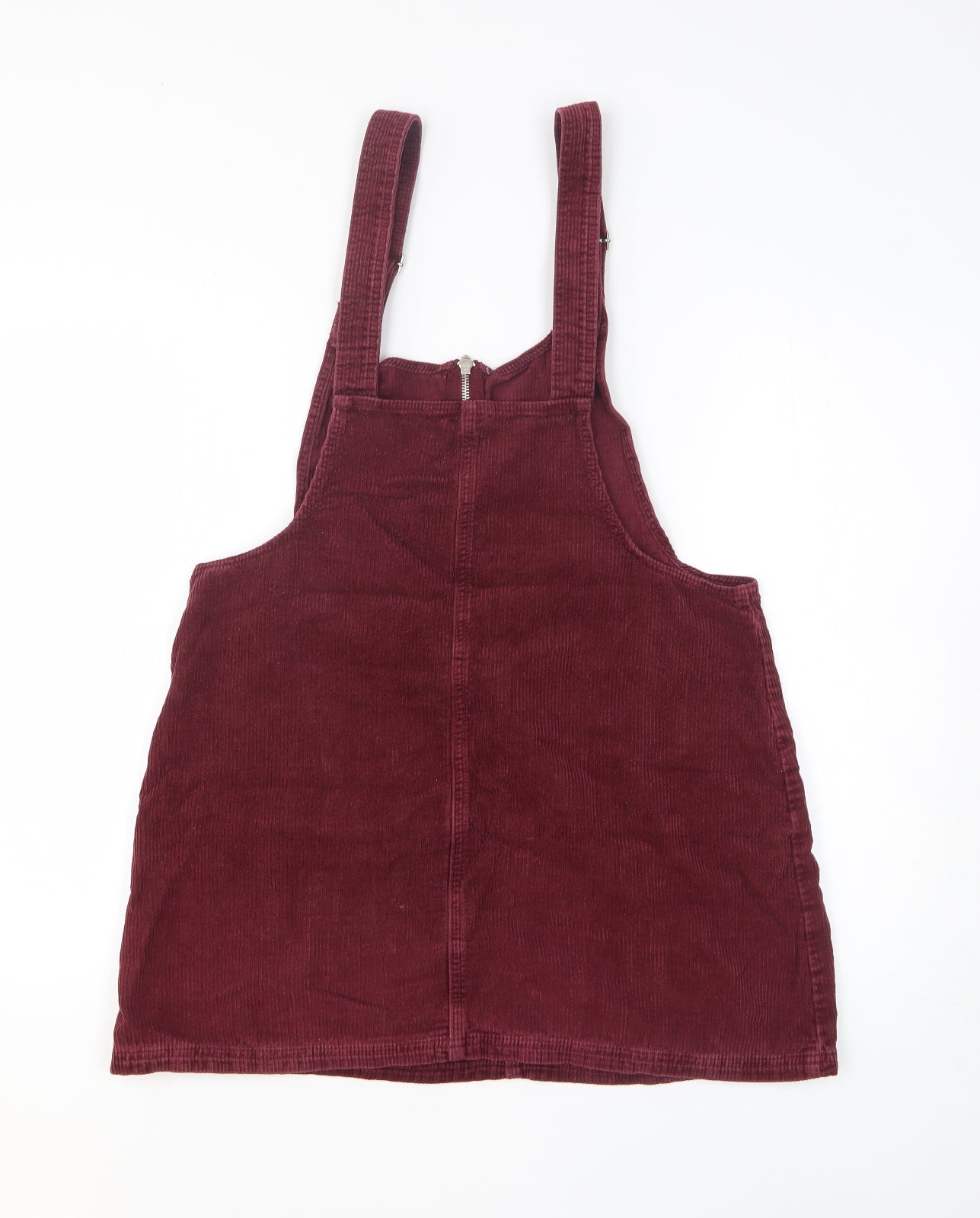 F&F Womens Purple Cotton Pinafore/Dungaree Dress Size 12 Off the Shoulder Zip