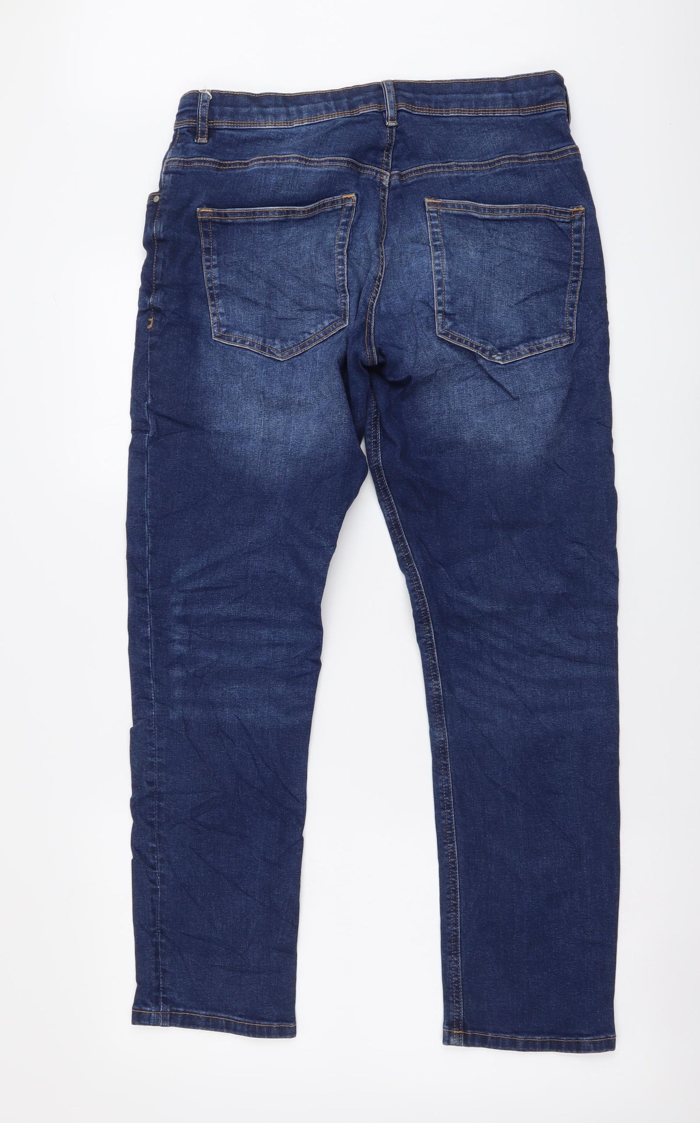 George Womens Blue Cotton Straight Jeans Size 34 in L29 in Slim Button